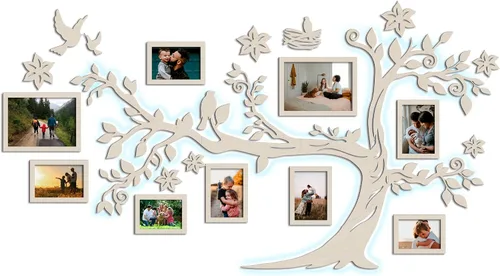 Vista 12 de JustLikeWood 39 x 22 pulgadas Calcomanía de Pared Grande de Árbol Genealógico de Madera para Decoración del Hogar con Marco de Fotos Estándar