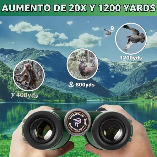 Vista 2 de Pankoo Prismáticos de 20 x 56 para adultos de alta potencia, impermeables y Verde oscuro