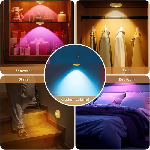 Vista 6 de Luces LED recargables con control remoto, paquete de 3 luces magnéticas para debajo del gabinete, luces LED accionadas a pila de 1500mAh