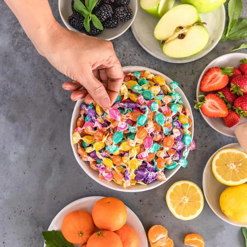 Vista 3 de PUNTINI Frutti Assortiti con Stevia, Azufaifos italianos sin azúcar, 750 Ct Piezas envueltas individualmente; coloreadas naturalmente con saúco