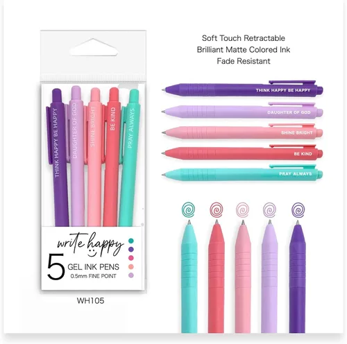 Vista 3 de Doodle Beads Write Happy - Juego de bolígrafos de gel de cinco piezas, Think Happy Be Happy