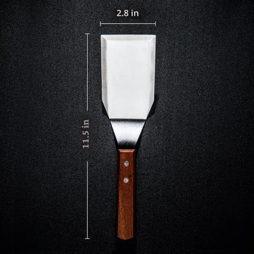 Vista 2 de MANNKITCHEN Espátula de acero inoxidable de grado profesional, perfecta para sartenes de hierro fundido y parrillas planas Heavy-Gauge Hardened