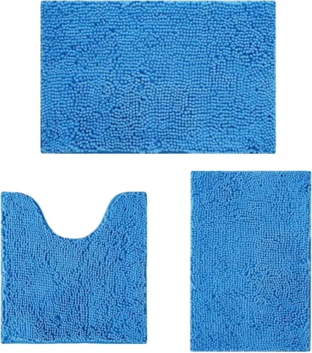 Vista 45 de Juego de alfombras de baño de 2 piezas, súper absorbente suave, gruesa, lavable en lavadora, alfombra de baño de chenilla antideslizante, alfombra