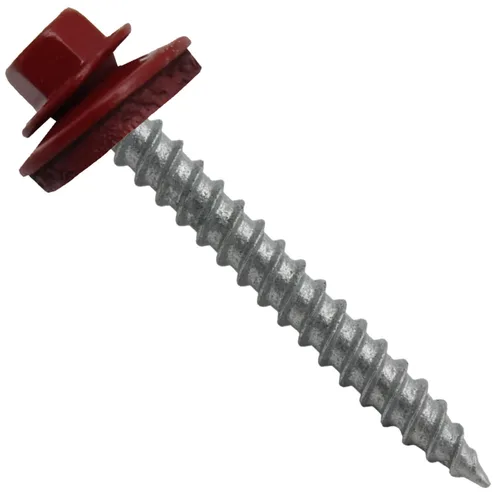 Vista 97 de 12 tornillos para techos de metal gris ABC de 1-1/2 pulgadas, cabezal de arandela hexagonal, arranque automático/roscado, arandela EPDM. 1 bolsa