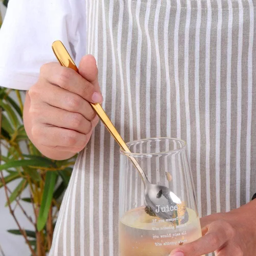 Vista 3 de YDware - Juego de cucharas de té helado de mango largo, cucharas doradas de cambio gradual de 7.87 pulgadas, cucharas de cóctel de acero inoxidable