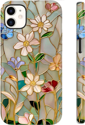 Vista 98 de LUHOURI Funda para iPhone 12 Mini, compatible con carga inalámbrica, doble capa, interior de silicona suave + carcasa exterior dura, bonito diseño