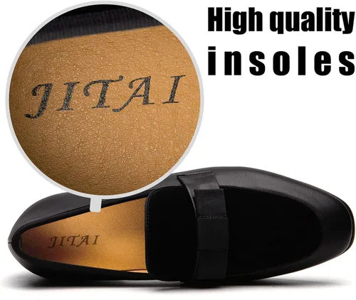 Vista 5 de JITAI Zapatos Penny de cuero con puntera de mocasín para hombre Negro/01