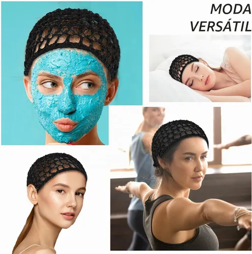 Vista 3 de Mozeat Lens Paquete de 3 redes para el cabello para dormir, malla de ganchillo, red de pelo de rayón