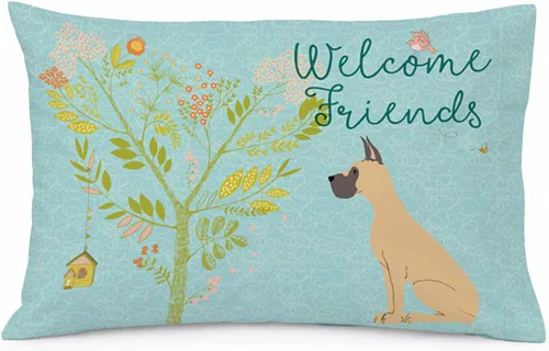 Vista 10 de Caroline's Treasures BB7625PILLOWCASE - Funda de almohada decorativa de tela con texto en inglés "Welcome Friends" Airedale Terrier estándar