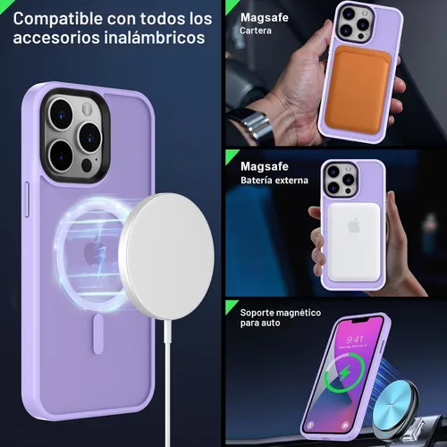 Vista 2 de MOCCA - Funda magnética a prueba de golpes para iPhone 13 Pro Max, color púrpura claro (A-Light Purple)