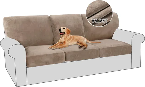 Vista 14 de PrinceDeco Fundas para sillas de terciopelo de varias piezas, fundas de cojín para sofá, fundas de cojín lavables, fundas de cojín de asiento