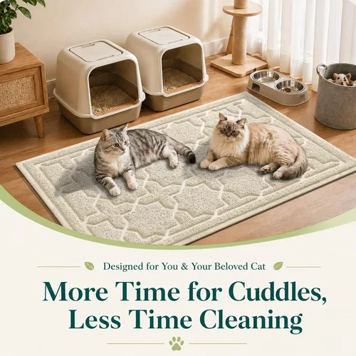 Vista 7 de Yimobra Tapete de arena para gatos, 24"x20" tapete con malla de bloqueo de arena, tapete suave para arena para gatos tapete atrapa arena, fácil