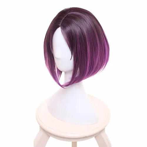 Vista 2 de Tugia Elma Joui - Peluca de anime Miss Kobayashis Dragon Maid Cosplay púrpura degradado pelo sintético para Halloween (talla única, peluca)