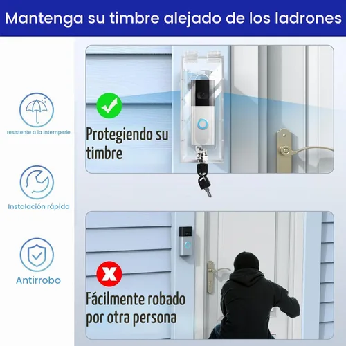 Vista 3 de Soporte de timbre de video antirrobo con llave, kit de cerradura de timbre de puerta altamente transparente, para montaje de timbre de timbre, sin