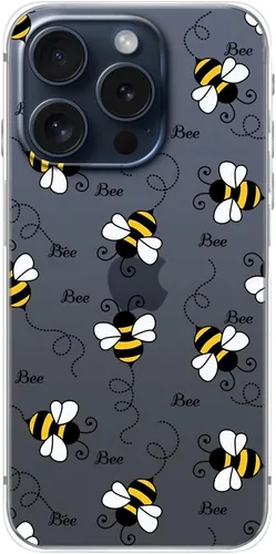 Vista 4 de Blingy's Funda para iPhone 15 Pro Max, funda protectora transparente de TPU suave de TPU transparente de 6.7 pulgadas (estilo abeja)