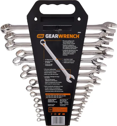 Vista 8 de GEARWRENCH 81901 - Juego de 15 piezas de llaves combinadas de patrón largo de 12 puntos, SAE
