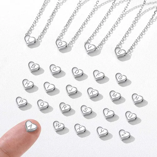 Vista 6 de ChicSilver Collares de plata de ley 925 con inicial de corazón para mujeres y niñas, delicado collar con dije de corazón personalizado con letra