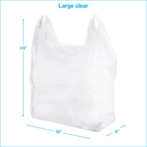 Vista 5 de SSWBasics Bolsas grandes de plástico transparente para camisetas de 18 x 8 x 30 pulgadas, 500 bolsas de plástico transparente con asas, bolsas