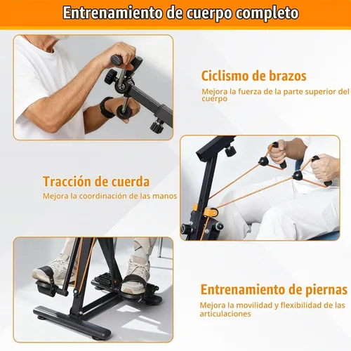 Vista 4 de Ejercitador de pedal de brazos y piernas para personas mayores, ejercitador de pedal sentado con ejercicio de balanceo de piernas, ejercicio