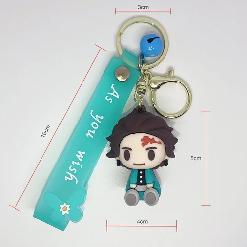 Vista 2 de LAVVICHA Demon Slayer Kimetsu No Yaiba Llavero Tanjirou Nezuko Zenitsu Inosuke Lindo llavero con dije de figura