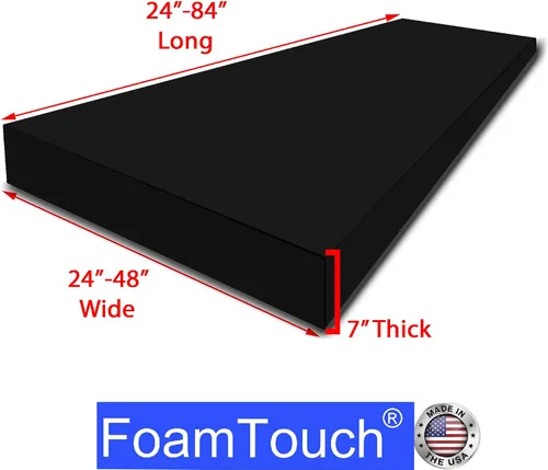 Vista 55 de FoamTouch Colchón litera de 7 pulgadas de alto x 28 pulgadas de ancho x 72 pulgadas de largo (solo espuma), carbón, sin funda