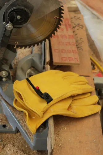 Vista 9 de Guantes de trabajo de cuero para hombres y mujeres con puño ajustable, resistentes, de piel de vaca