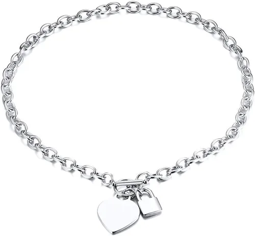 Vista 15 de VNOX Juego de collar de cadena de cable de acero inoxidable con nombre inicial personalizado con dije de corazón y cierre de palanca Dorado