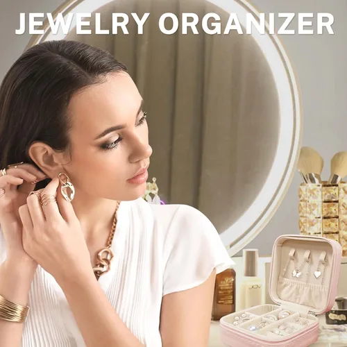 Vista 6 de Britown Organizador de joyas de viaje, collar y aretes, caja de joyería pequeña, regalos de cumpleaños para mujeres, mamá, hija, amiga, inicial H