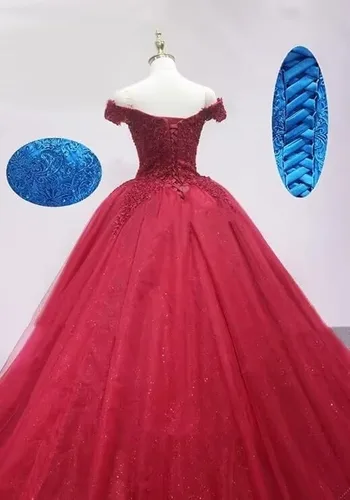 Vista 2 de XYAYE Vestidos de quinceañera de tul hinchado para mujer, vestido de fiesta con hombros descubiertos, vestidos de fiesta de encaje, dulces 15