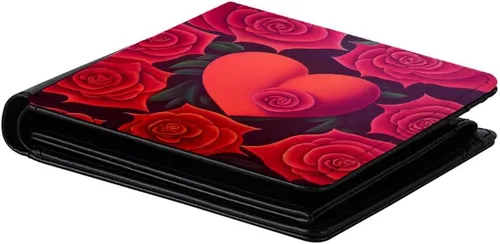 Vista 2 de Cartera de corazón rojo para hombre billetera floral - billetera impresa Negro L Casual