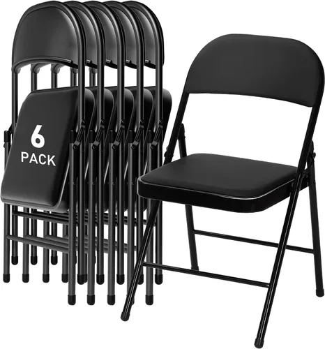 Vista 8 de SEALAMB Paquete de 4 sillas plegables con asiento cómodo, marco de metal resistente, sillas apilables portátiles para bodas, fiestas, oficina