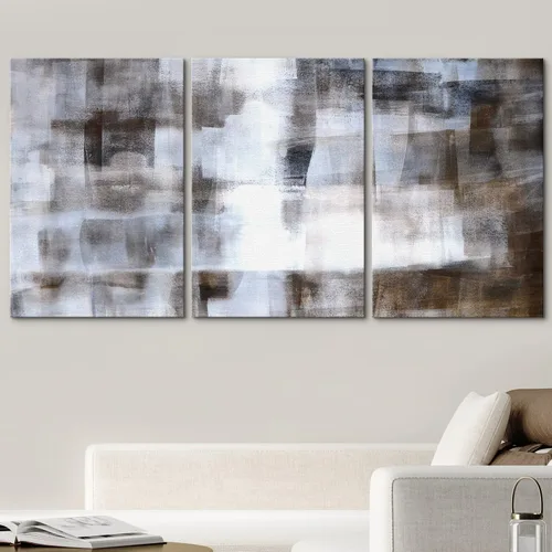 Vista 353 de wall26 Lienzo enmarcado para pared, juego de arte de acuarela pastel, paisaje rural, ilustraciones con formas abstractas, arte moderno, decorativo