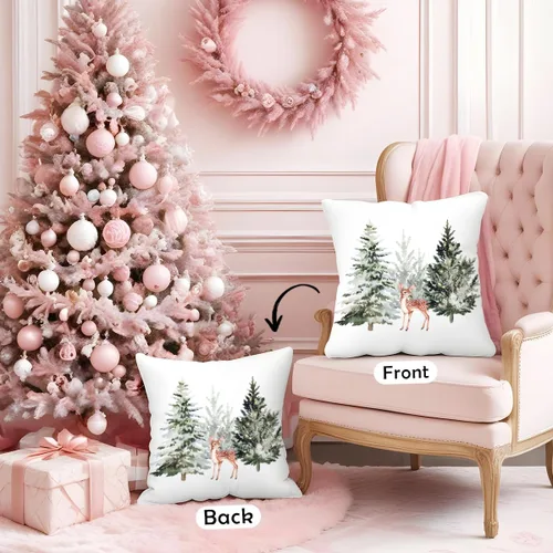 Vista 5 de Fundas de almohada de ciervo de Navidad de 18 x 18 pulgadas, decoración de árbol de Navidad