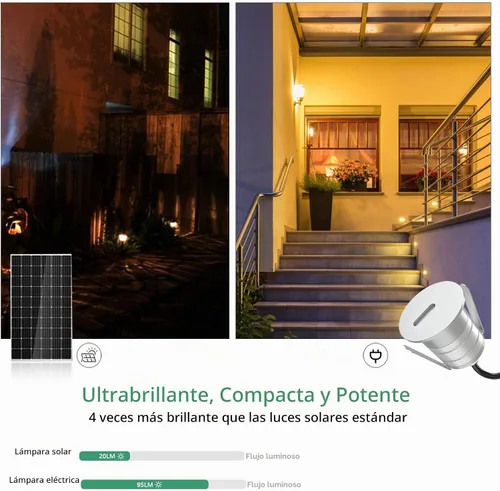 Vista 3 de Paquete de 10 luces LED de 1 W, luz blanca cálida para escaleras Plateado