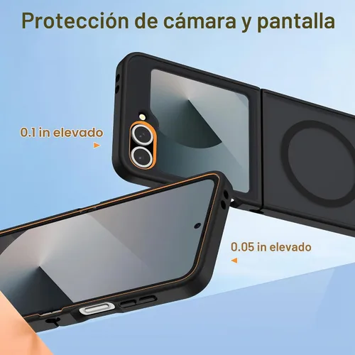 Vista 5 de ORETECH Magnético para Samsung Galaxy Z Flip 6 con 2 protectores de Negro