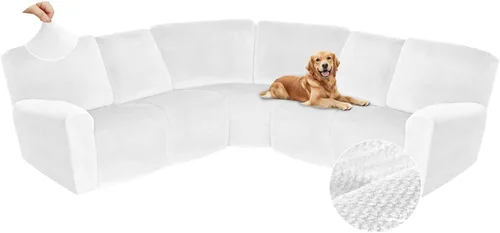 Vista 178 de Arfntevss Fundas de sofá seccional reclinable de terciopelo, Funda de sofá seccional de esquina para sofá reclinable, Funda elástica suave