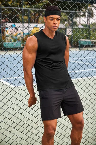 Vista 2 de COOFANDY Paquete de 3 camisetas sin mangas de entrenamiento para hombre, camisetas sin mangas para gimnasio, cuello en V, culturismo, camiseta