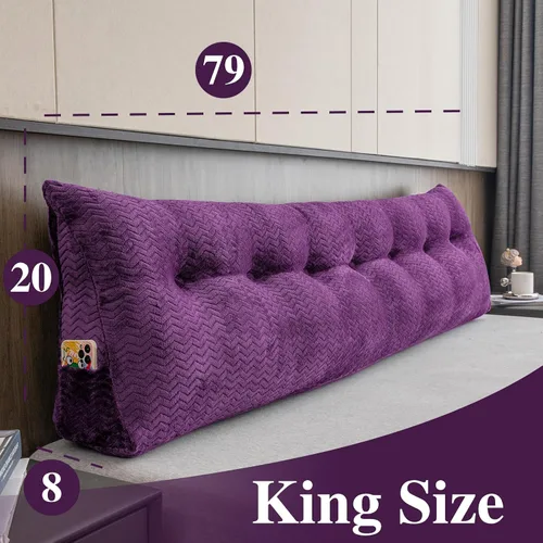 Vista 2 de Almohada de Refuerzo Triangular Grande para Cabecera, Cuña de Respaldo, Soporte de Posicionamiento, Descanso para Cama, Almohadas de Lectura