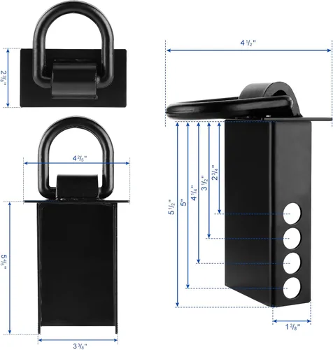 Vista 2 de 6 anillos en D de bolsillo de estaca para remolque con pasador de enganche de 2 x 4 pulgadas, 12000 libras de alta resistencia