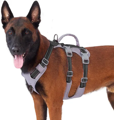 Vista 15 de Arnés reflectante para perros Huntboo con mango, a prueba de escapes, antideslizante, transpirable, ligero, arnés ajustable para perros pequeños