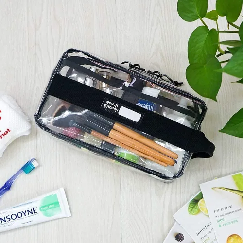 Vista 9 de Rough Enough Clear Neceser Aprobado por la TSA Bolsa de Maquillaje Transparente Conjunto de Bolsa de Maquillaje, Gris, Neceser transparente Rough