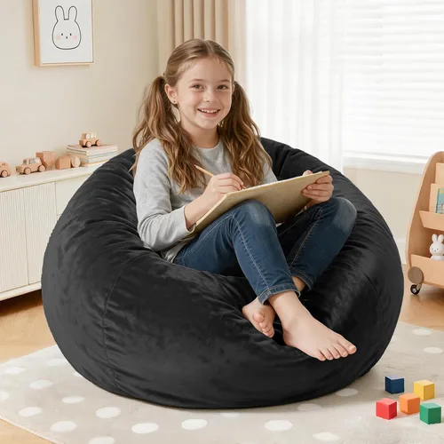 Vista 62 de Silla Puf de 2 Pies con Funda de Terciopelo Ultra Suave Sofá Puf con Espuma con Memoria Sillas Puf de Tamaño Grande Sofá Perezoso para Dormitorio
