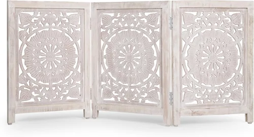 Vista 20 de Lightnpro Valla de madera geométrica para mascotas - Puerta de seguridad plegable independiente para perros, cachorros y mascotas pequeñas, valla