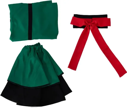 Vista 6 de RocailleCos Midoriya Izuku Deku - Disfraz de kimono para cosplay, vestido tipo kimono, uniforme de sirvienta de Lolita, vestido de Halloween