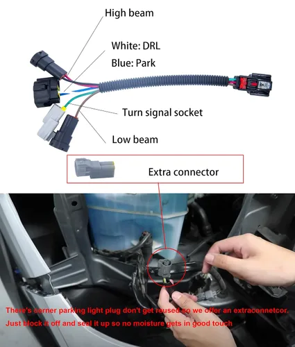 Vista 5 de Mejora de arnés de conversión de faros LED, actualización de arnés de cables de faros compatible con Toyota Tacoma 2016-2023 para usar faros LED