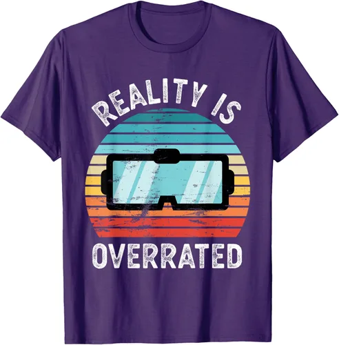 Vista 19 de Reality is Overrated VR - Camiseta divertida de regalo de realidad virtual, Negro, S