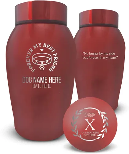Vista 23 de Urna de perro personalizada: nombre y fecha de perro grabados, urnas de cremación de acero inoxidable para cenizas de perro con cierre hermético