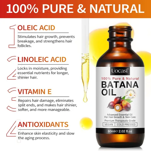 Vista 3 de Uocasi Aceite de batana puro para el crecimiento del cabello, aceite crudo sin refinar para espesar el cabello, prevenir la pérdida y la sequedad