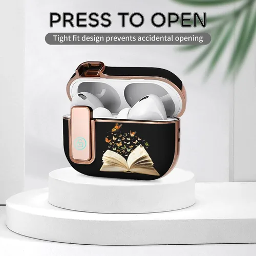 Vista 8 de Flying Butterfly from Book - Funda para auriculares compatible con Airpods Pro 2 con hebilla de botón galvanizado