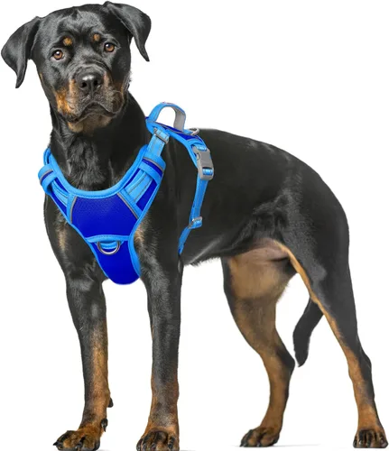 Vista 60 de BARKBAY Arnés para Perro Sin Tirones Talla Grande Arnés Reflectante para Perro con Clip Frontal y Asa de Control Fácil para Caminar Entrenar Correr
